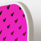 Roze en Witte Harten Patroon Modern Monogram Pickleball Paddle (Links Detail)
