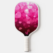 Roze en Witte Harten Patroon Modern Monogram Pickleball Paddle (Voorkant)