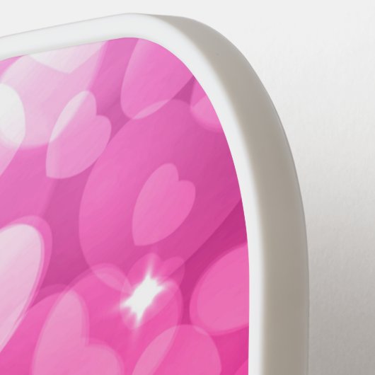 Roze en Witte Harten Patroon Modern Monogram Pickleball Paddle (Links Detail)