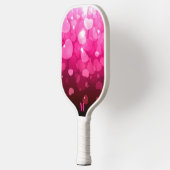 Roze en Witte Harten Patroon Modern Monogram Pickleball Paddle (Links)