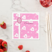 Roze en witte harten Pattern Napkins Servetten (Insitu)