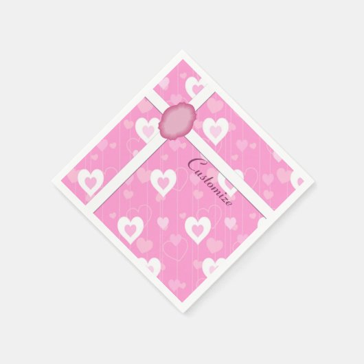 Roze en witte harten Pattern Napkins Servetten (Hoek)