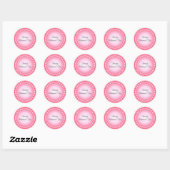 Roze en witte harten ronde sticker (Vel)
