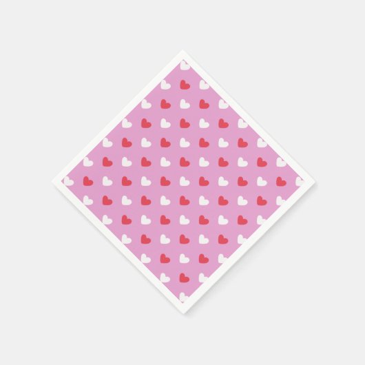 Roze en witte harten servet (Hoek)