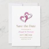 Roze en Witte Hartjes Bruiloft Save The Date (Voorkant)