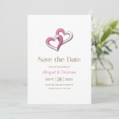 Roze en Witte Hartjes Bruiloft Save The Date (Staand voorkant)