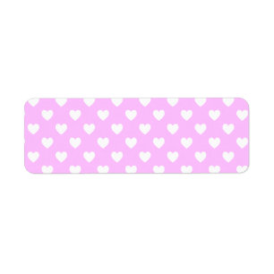 Roze en witte hartjes met polka stippen etiket