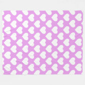 Roze en Witte Hartjes Patroon Fleece Deken (Voorkant (Horizontaal))