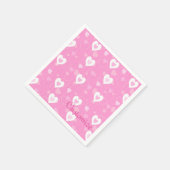 Roze en Witte Hartjes Patroon Servetten (Hoek)