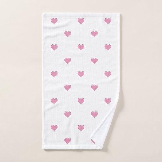 Roze en witte hartpatroon bad handdoek (Handdoek)