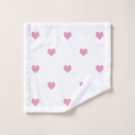 Roze en witte hartpatroon bad handdoek (Wasdoekje)