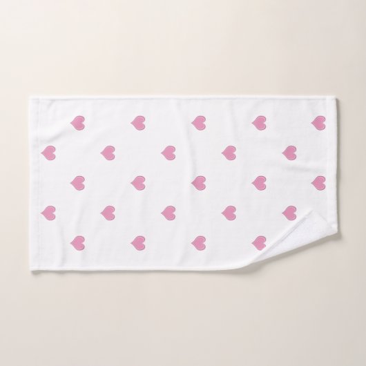 Roze en witte hartpatroon bad handdoek (Handdoek)