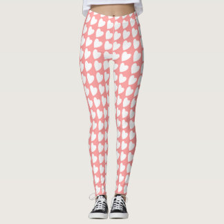 Roze en witte hartritmesters leggings