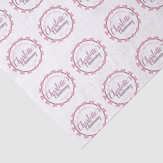 Roze en witte hartslag - gepersonaliseerd christen tissuepapier (Detail)