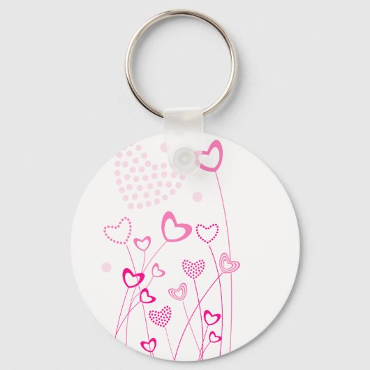 Roze en witte hartvormige bloementuin met een sleutelhanger (Voorkant)