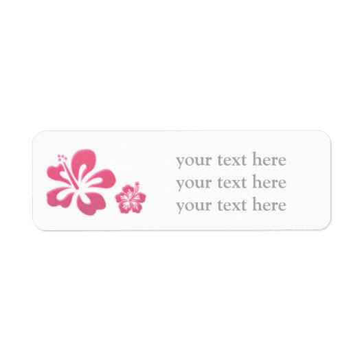 Roze en witte hibiscus Floral Adresetiketten Etiket (Voorkant)