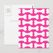 Roze en witte hond botten aangepaste briefkaart (Voorkant / Achterkant)