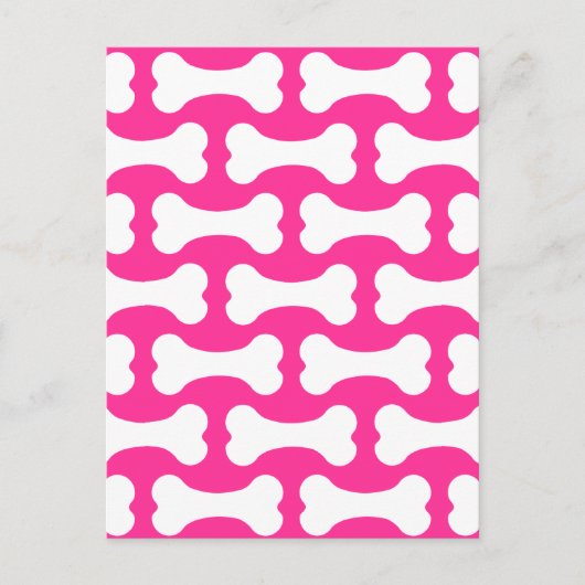 Roze en witte hond botten aangepaste briefkaart (Voorkant)