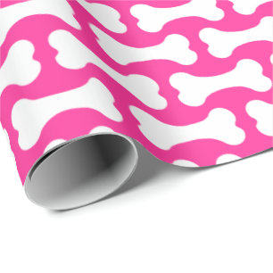 Roze en witte hond botten inpakpapier