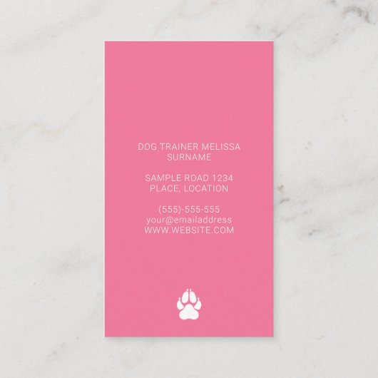 Roze en witte hond Silhouette Modern Dog Trainer Visitekaartje (Achterkant)