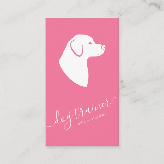 Roze en witte hond Silhouette Modern Dog Trainer Visitekaartje (Voorkant)