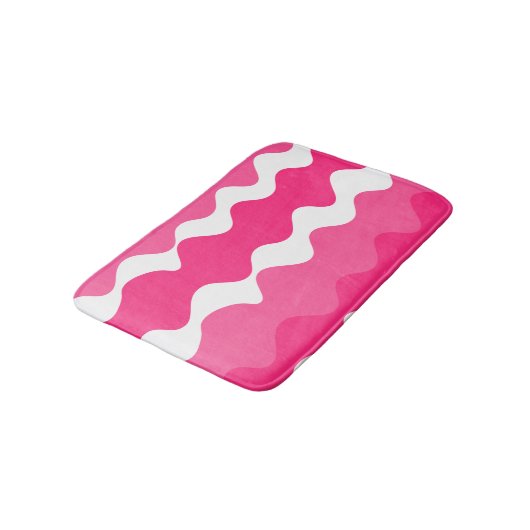 Roze en witte horizontale golven patroon badmat (Gekanteld)