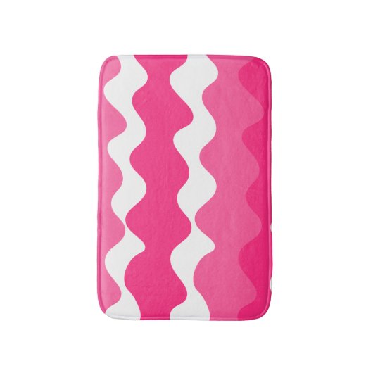 Roze en witte horizontale golven patroon badmat (Voorkant Verticaal)