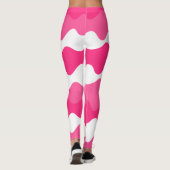 Roze en witte horizontale golven patroon leggings (Achterkant)