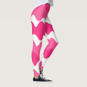 Roze en witte horizontale golven patroon leggings (Rechts)