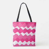 Roze en witte horizontale golven patroon tote bag (Achterkant)