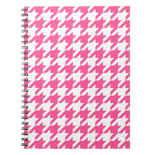 Roze en witte Houndstooth-check Notitieboek (Voorkant)