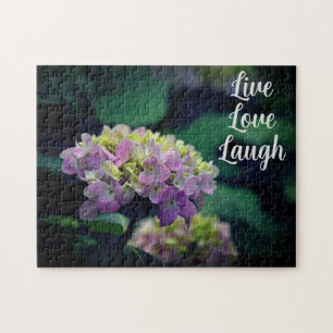 Roze en Witte Hydrangea Bloem Motivatie Legpuzzel