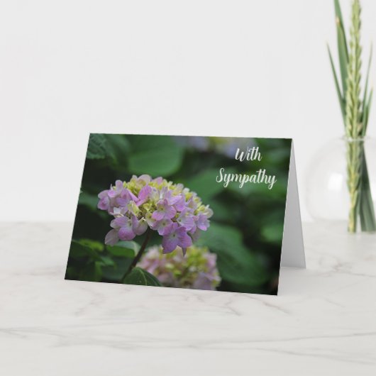 Roze en Witte Hydrangea Bloemen Met Sympathie Kaart (Voorkant)