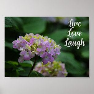 Roze en witte Hydrangea Flowers Motivatie Poster