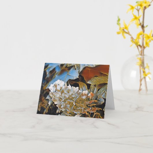 ROZE EN WITTE HYDRANGEA KAART (Gele Bloem)