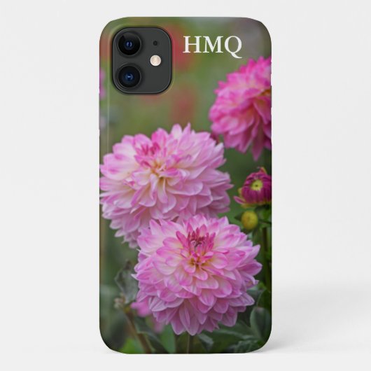 Roze en Witte Initialen van Dahlia Case-Mate iPhone Case (Achterkant)