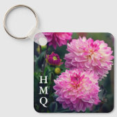 Roze en Witte Initialen van Dahlia Sleutelhanger (Voorkant)