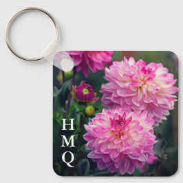 Roze en Witte Initialen van Dahlia Sleutelhanger