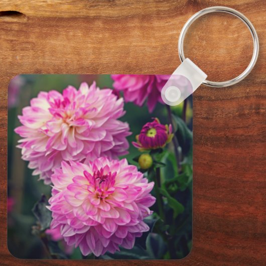 Roze en Witte Initialen van Dahlia Sleutelhanger (Achterkant)