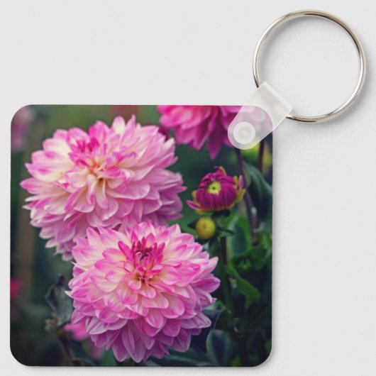 Roze en Witte Initialen van Dahlia Sleutelhanger (Achterkant)