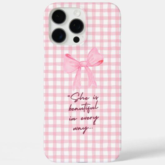 Roze en witte iPhone / iPad hoes met roze strik (Achterkant)