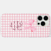 Roze en witte iPhone / iPad hoes met roze strik (Achterkant (horizontaal))