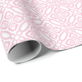 Roze en witte  Italiaans Tegel patroon Cadeaupapier