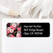 Roze en witte  Japans patroon Etiket (Insitu)