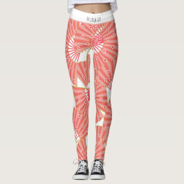 Roze en Witte Japanse Patroon Leggings