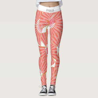 Roze en Witte Japanse Patroon Leggings