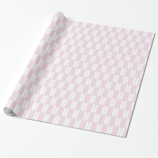 Roze en witte Japanse yagasuri Pattern Gift Wrap Cadeaupapier (Uitgerold)