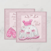 Roze en witte jurk Baby shower Kaart (Voorkant / Achterkant)