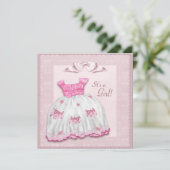 Roze en witte jurk Baby shower Kaart (Staand voorkant)