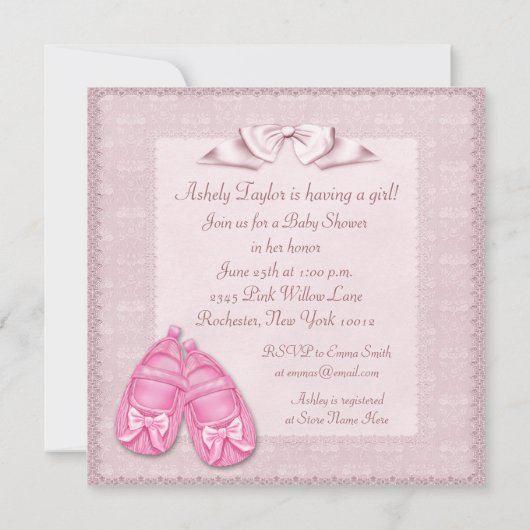 Roze en witte jurk Baby shower Kaart (Achterkant)